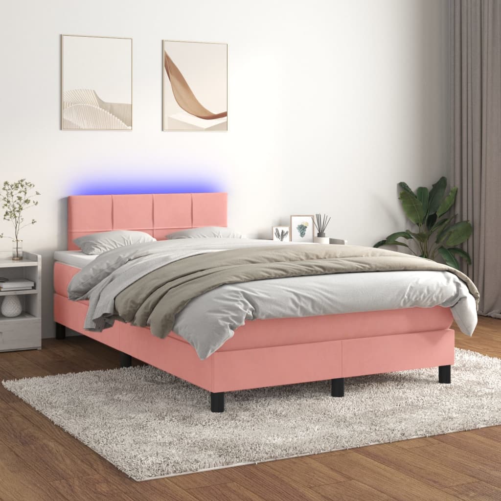vidaXL Boxspring met matras en LED fluweel zwart 120x200 cm