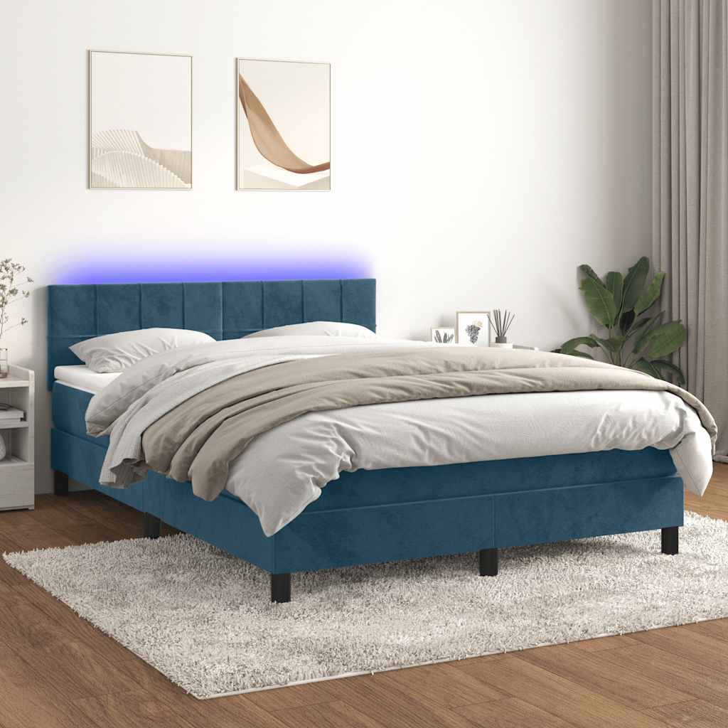 vidaXL Boxspring met matras en LED fluweel zwart 120x200 cm