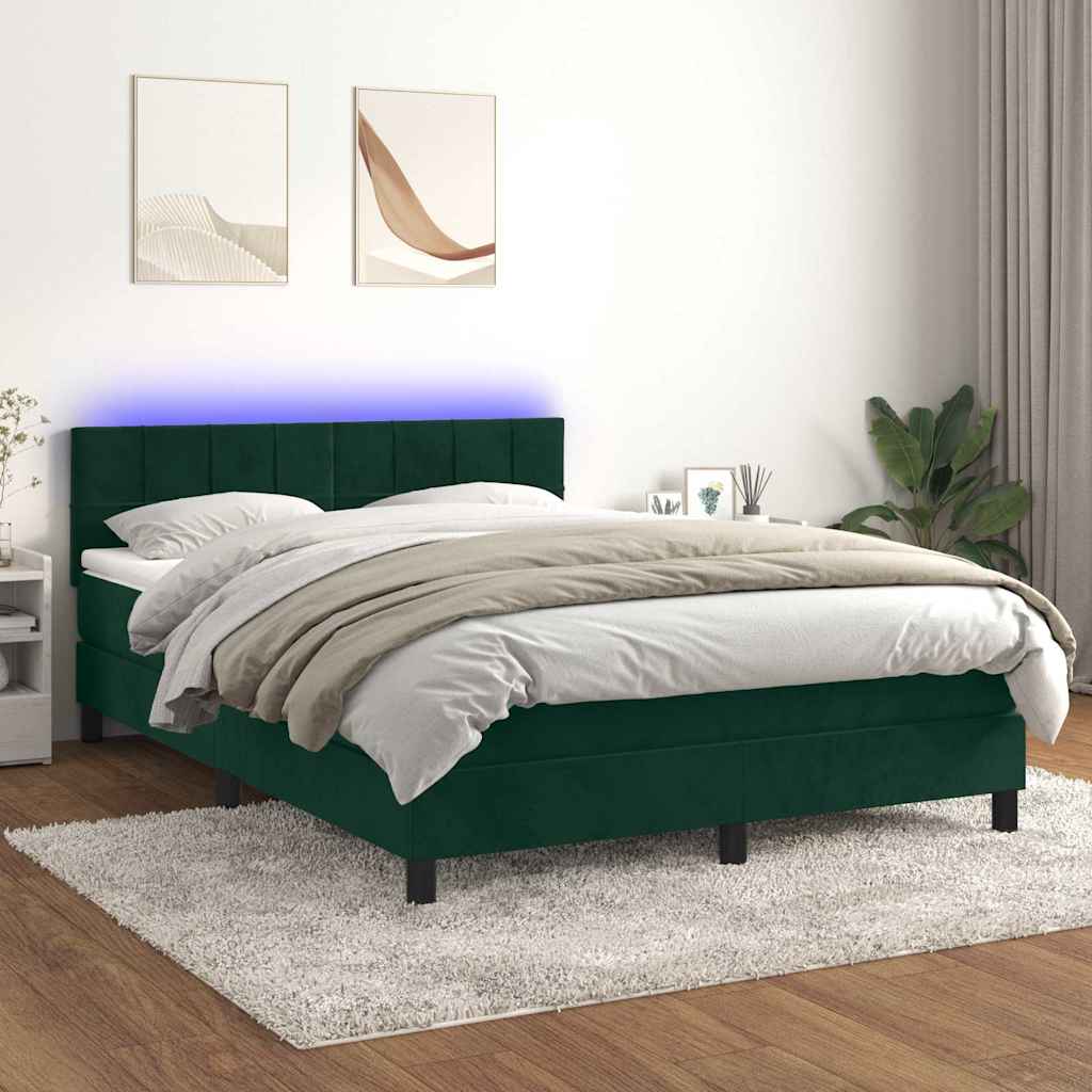 vidaXL Boxspring met matras en LED fluweel zwart 120x200 cm