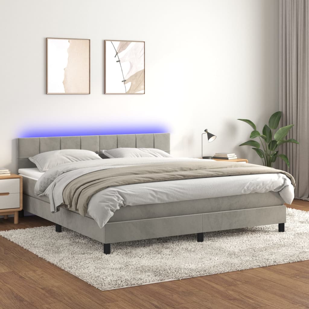 vidaXL Boxspring met matras en LED fluweel zwart 120x200 cm
