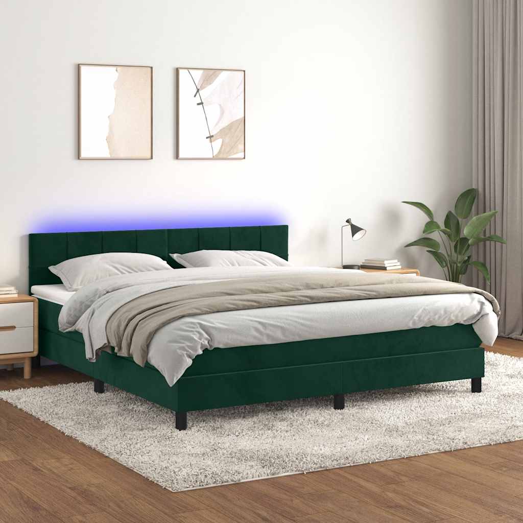 vidaXL Boxspring met matras en LED fluweel zwart 120x200 cm