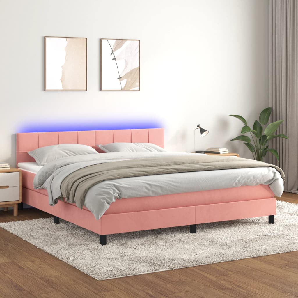 vidaXL Boxspring met matras en LED fluweel zwart 120x200 cm