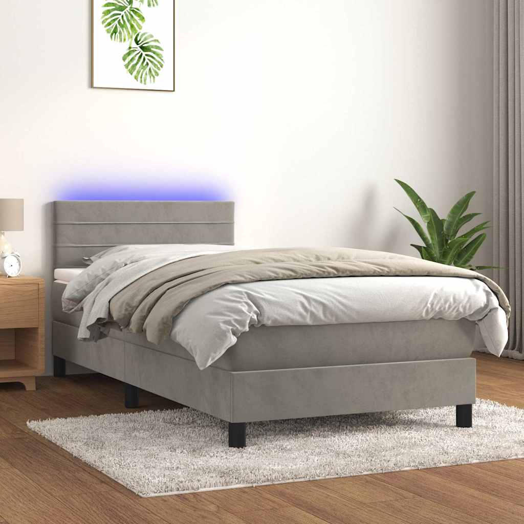 vidaXL Boxspring met matras en LED fluweel zwart 120x200 cm