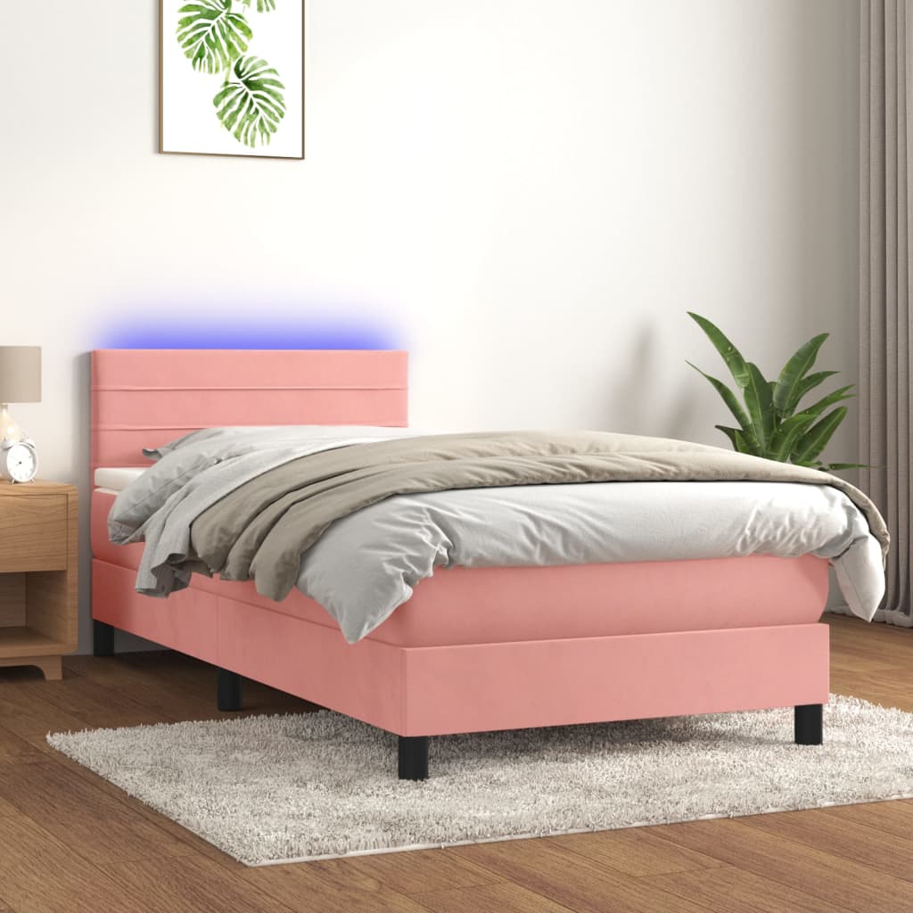 vidaXL Boxspring met matras en LED fluweel zwart 120x200 cm