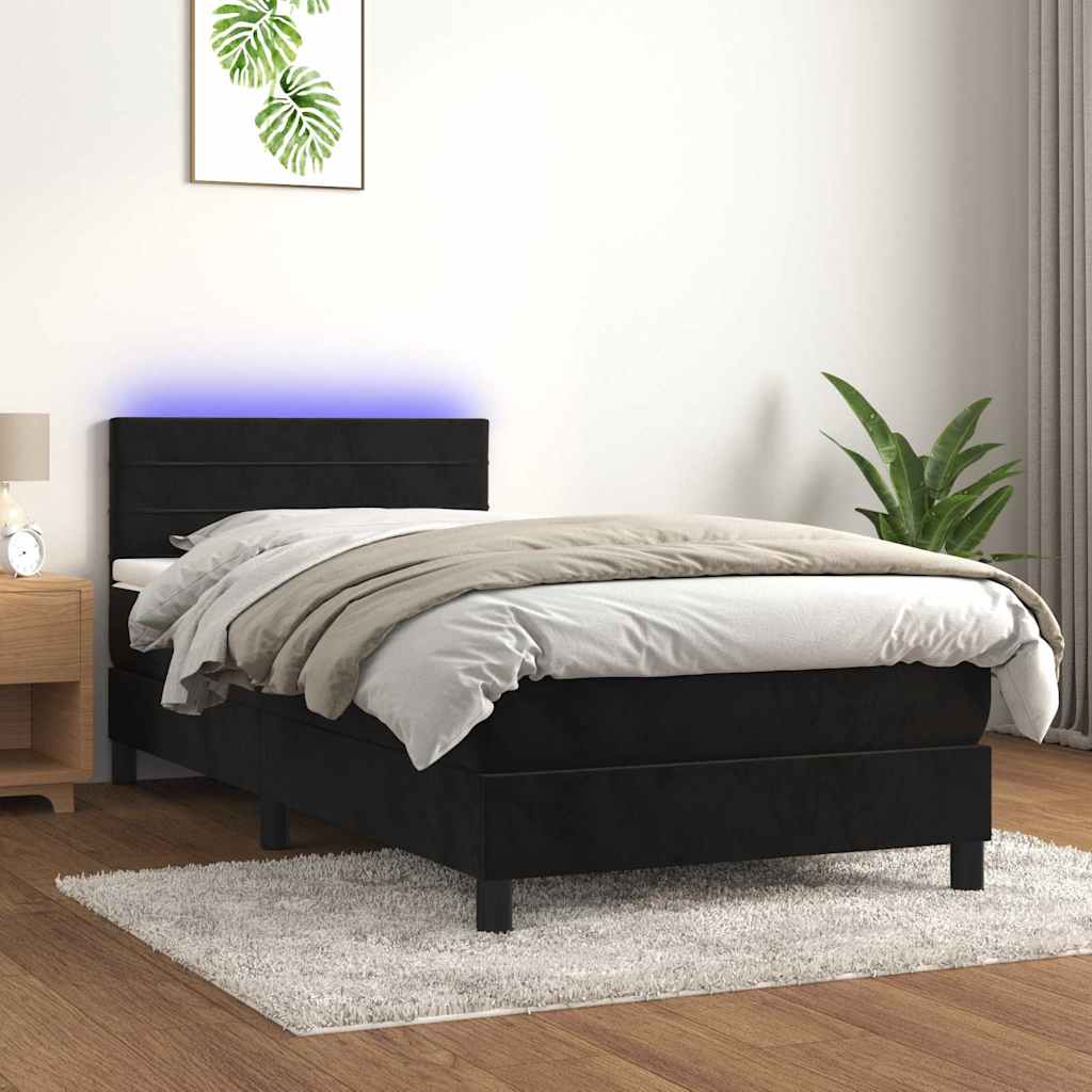 vidaXL Boxspring met matras en LED fluweel zwart 120x200 cm