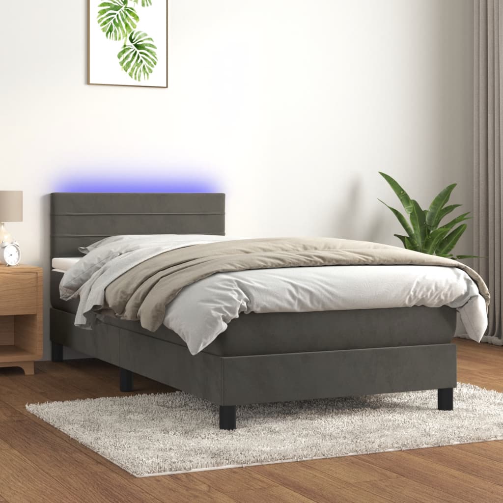 vidaXL Boxspring met matras en LED fluweel zwart 120x200 cm