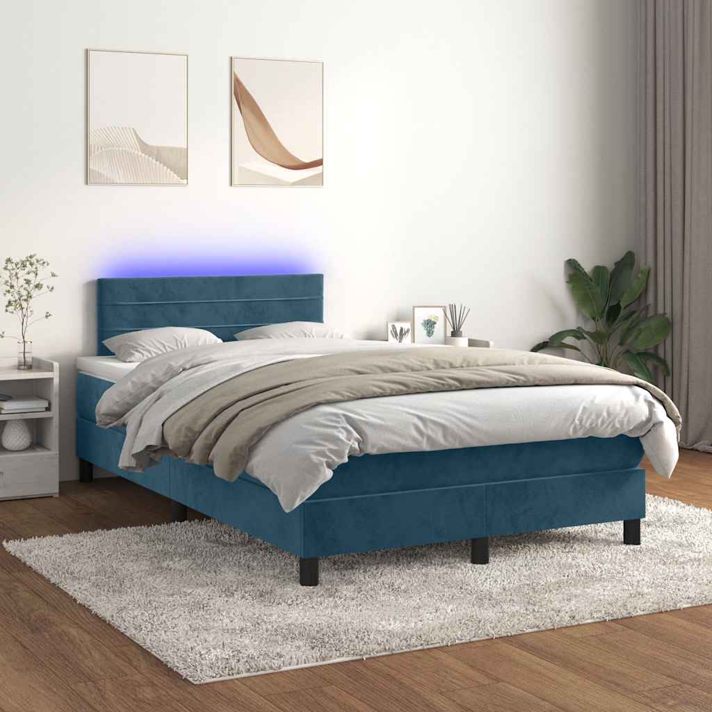 vidaXL Boxspring met matras en LED fluweel zwart 120x200 cm