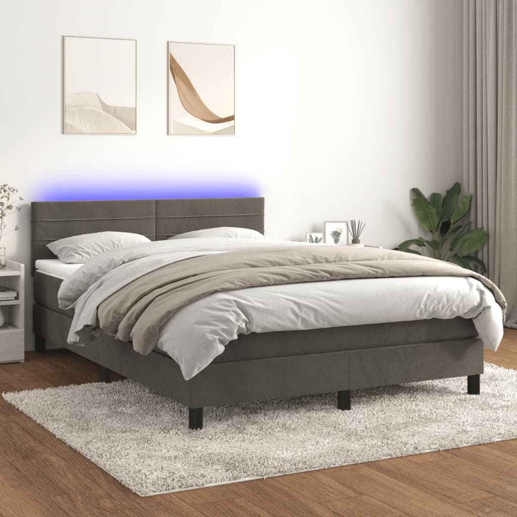 vidaXL Boxspring met matras en LED fluweel zwart 120x200 cm