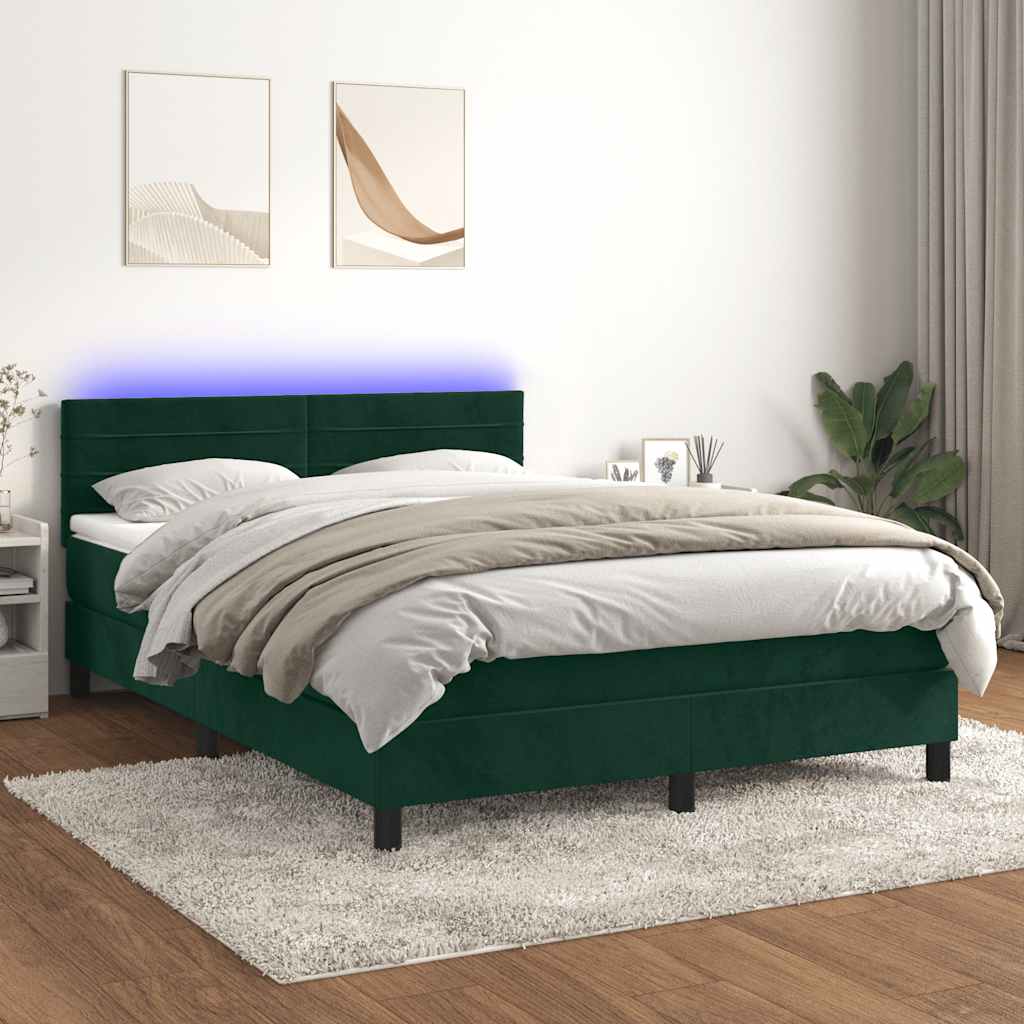 vidaXL Boxspring met matras en LED fluweel zwart 120x200 cm