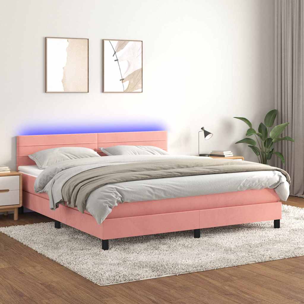 vidaXL Boxspring met matras en LED fluweel zwart 120x200 cm