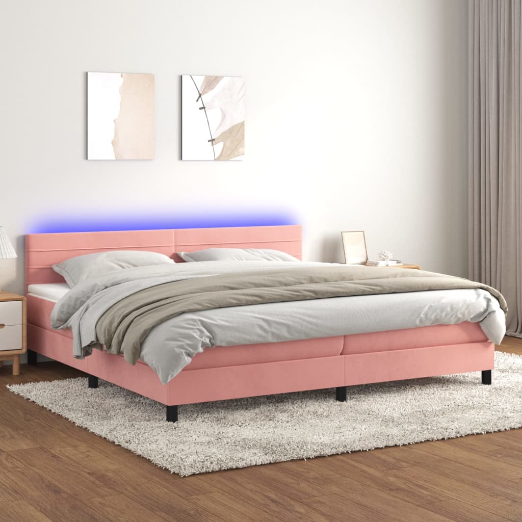 vidaXL Boxspring met matras en LED fluweel zwart 120x200 cm