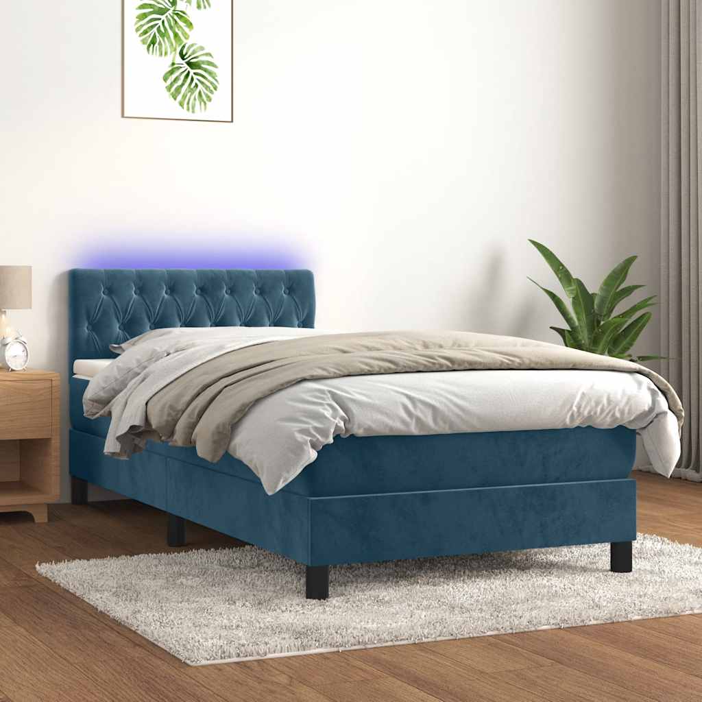vidaXL Boxspring met matras en LED fluweel zwart 120x200 cm