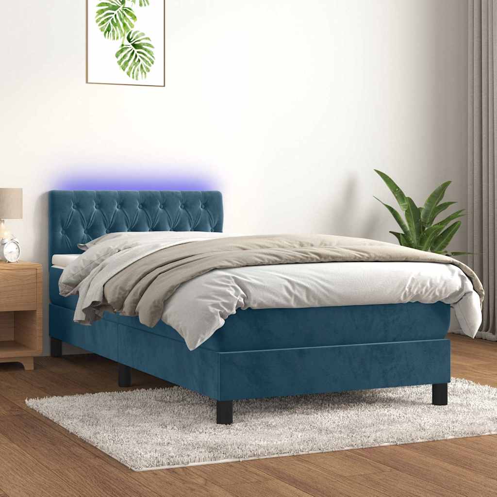 vidaXL Boxspring met matras en LED fluweel zwart 120x200 cm
