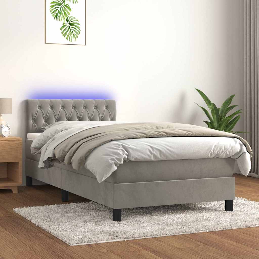 vidaXL Boxspring met matras en LED fluweel zwart 120x200 cm