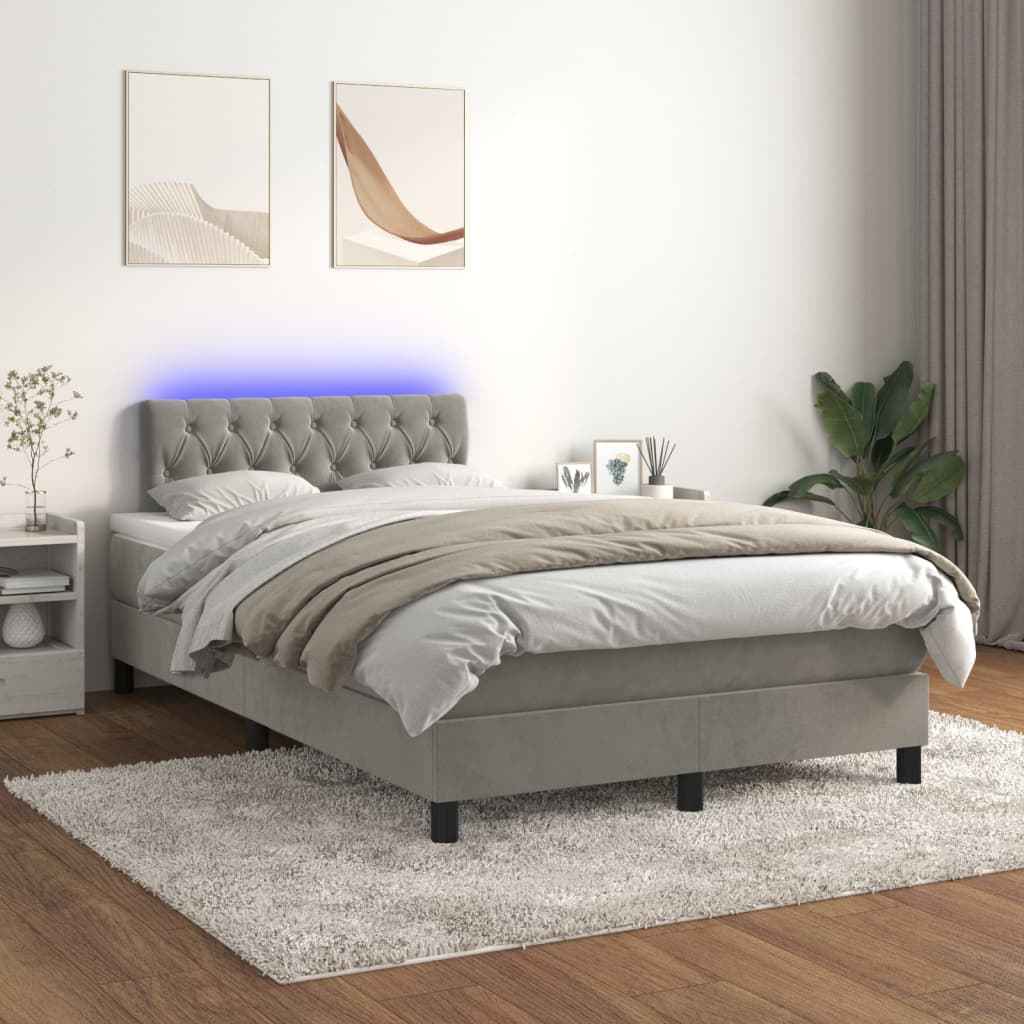 vidaXL Boxspring met matras en LED fluweel zwart 120x200 cm
