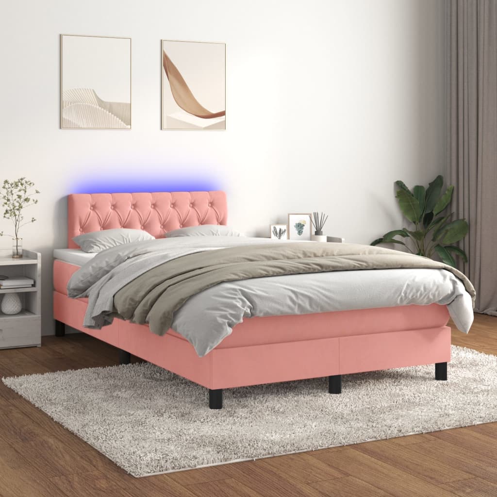 vidaXL Boxspring met matras en LED fluweel zwart 120x200 cm