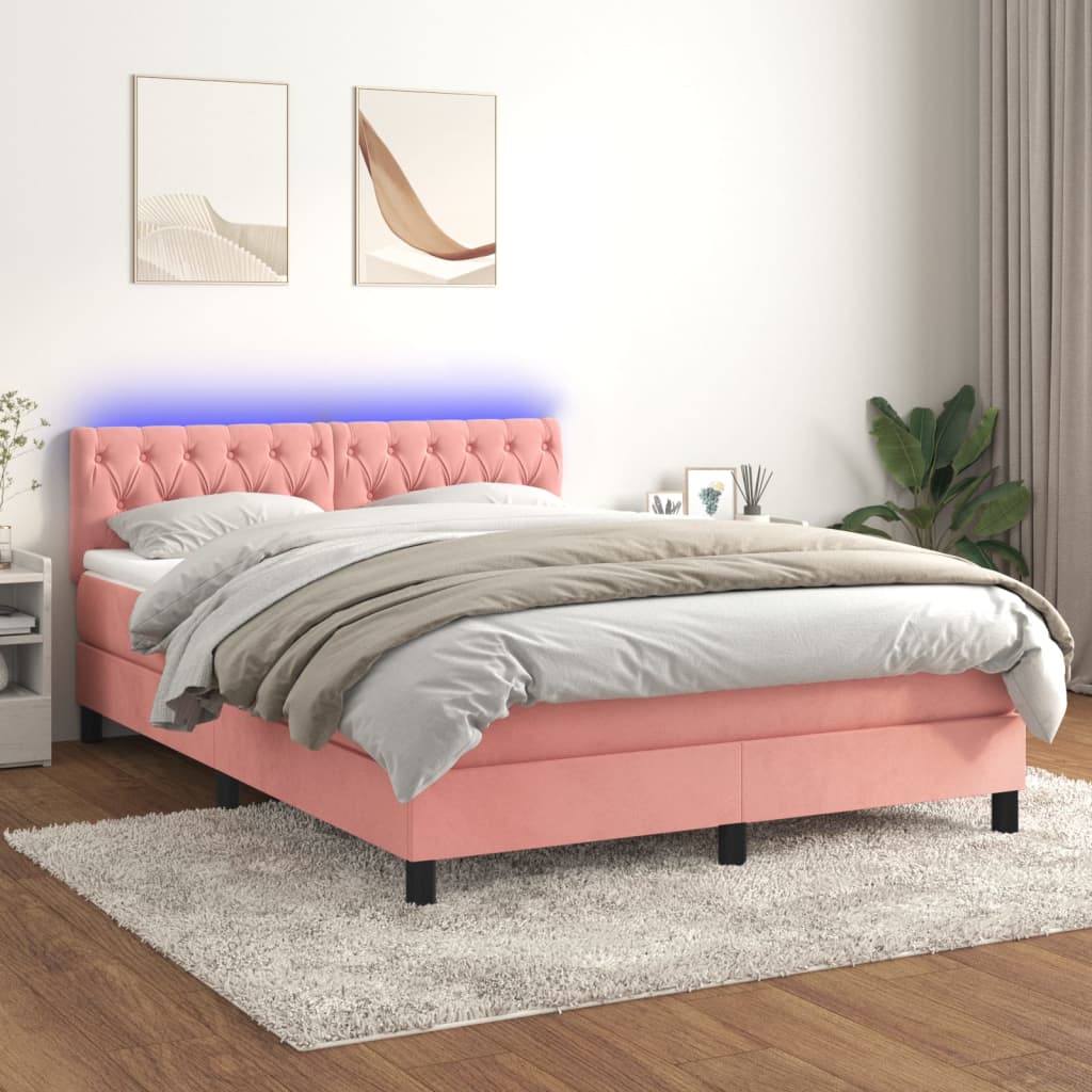 vidaXL Boxspring met matras en LED fluweel zwart 120x200 cm