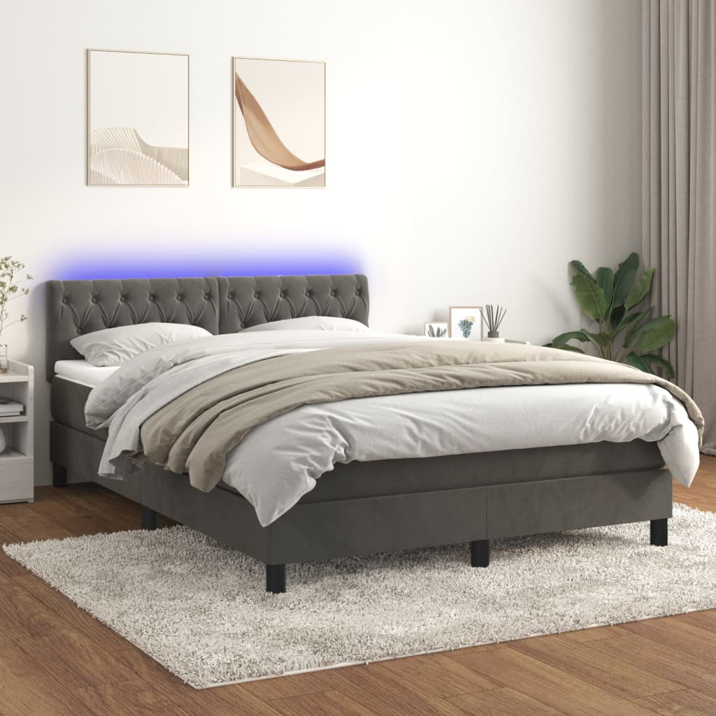 vidaXL Boxspring met matras en LED fluweel zwart 120x200 cm