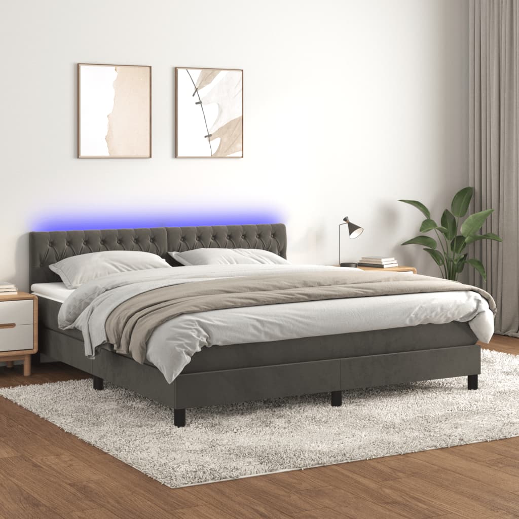 vidaXL Boxspring met matras en LED fluweel zwart 120x200 cm