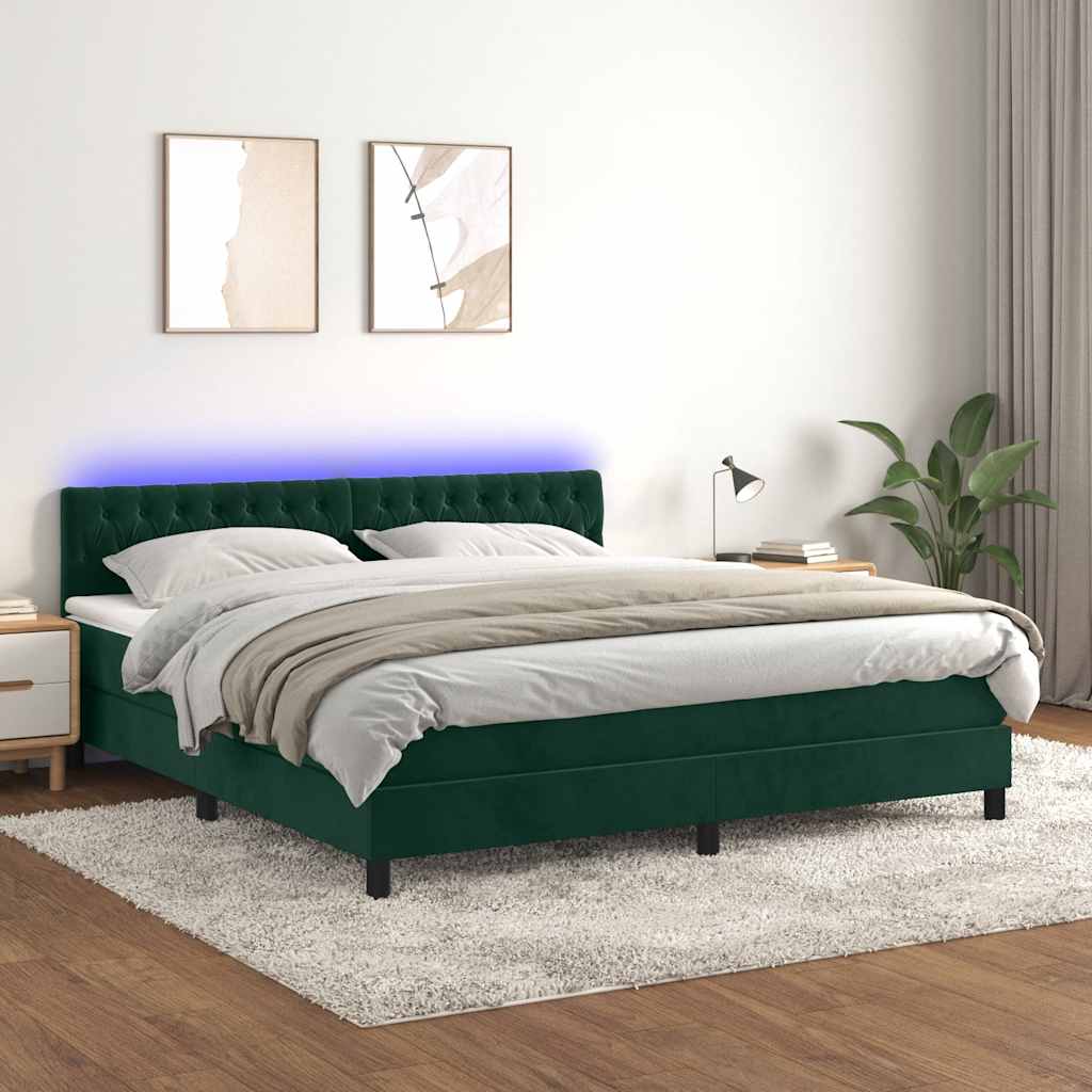vidaXL Boxspring met matras en LED fluweel zwart 120x200 cm