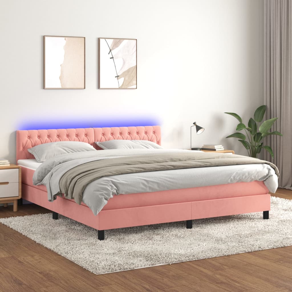 vidaXL Boxspring met matras en LED fluweel zwart 120x200 cm
