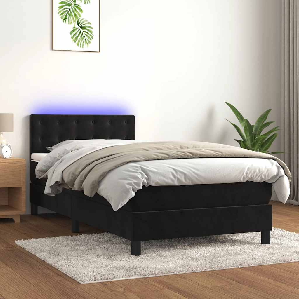 vidaXL Boxspring met matras en LED fluweel zwart 120x200 cm