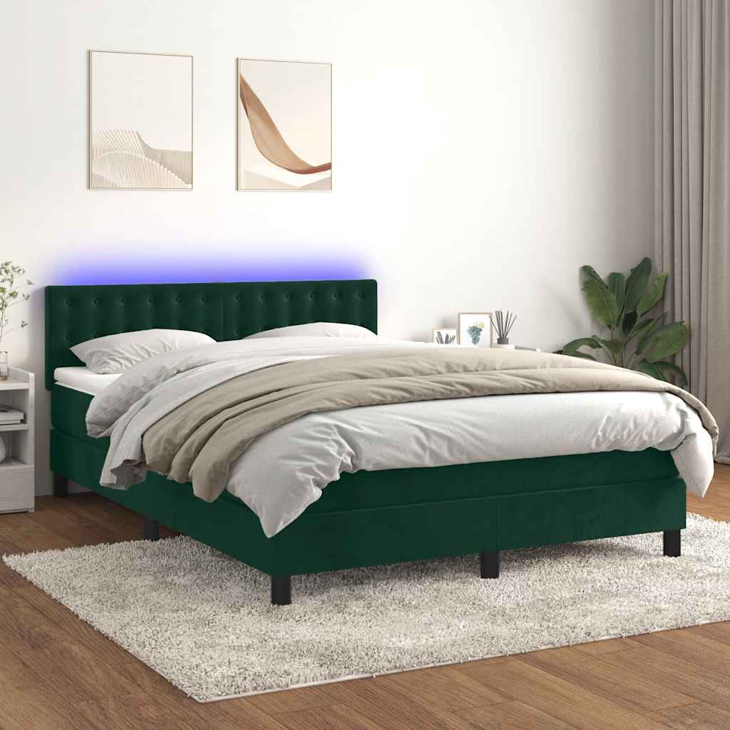 vidaXL Boxspring met matras en LED fluweel zwart 120x200 cm