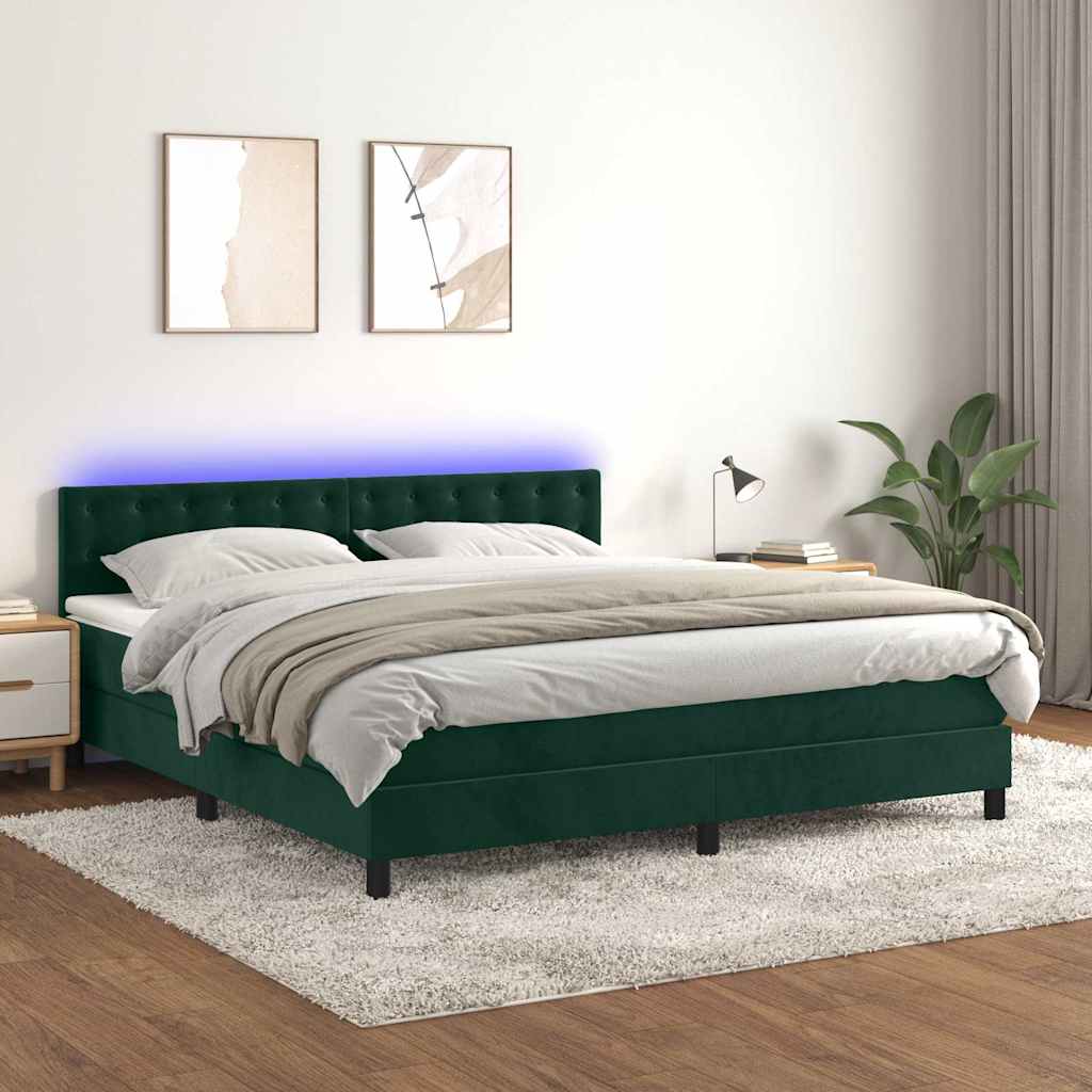 vidaXL Boxspring met matras en LED fluweel zwart 120x200 cm