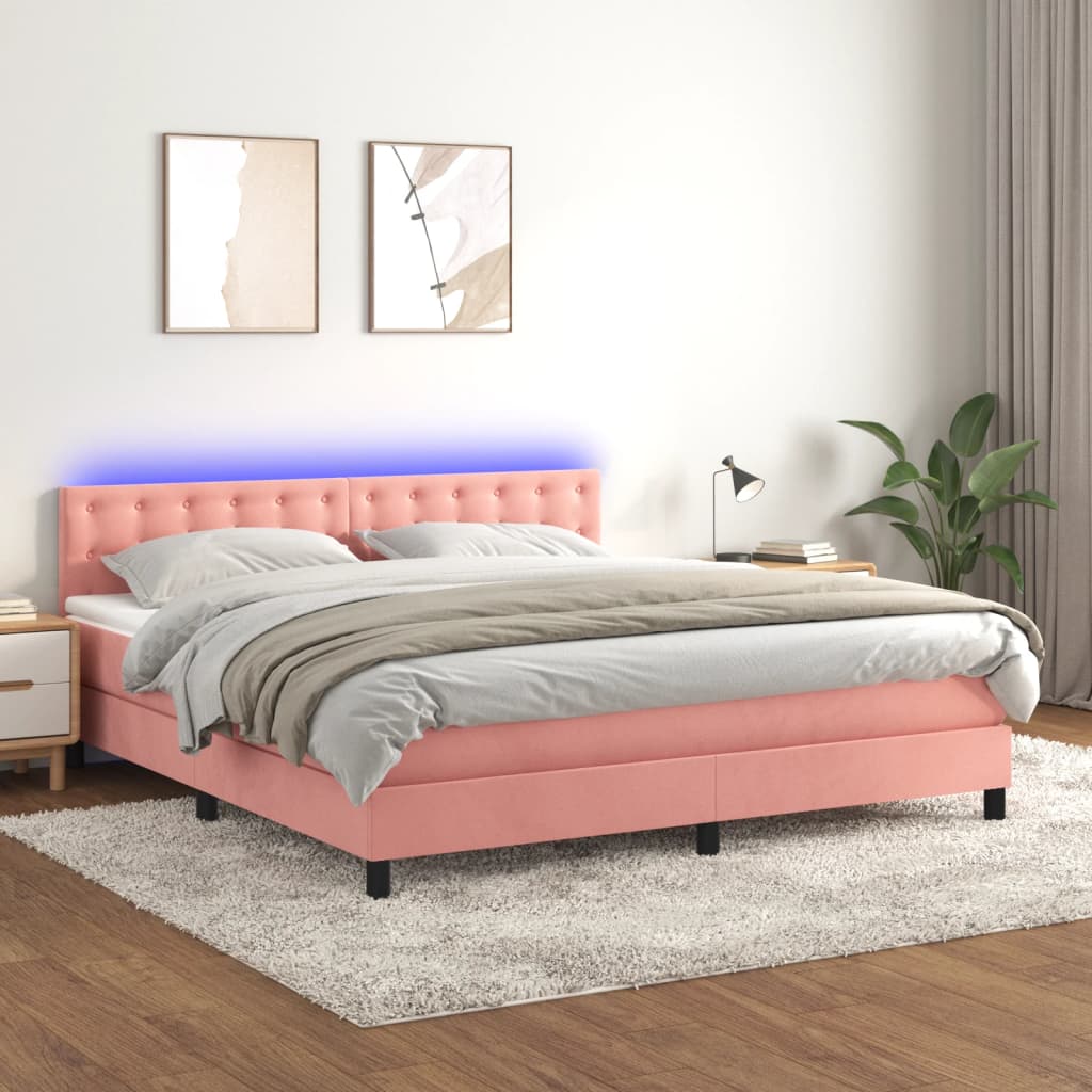 vidaXL Boxspring met matras en LED fluweel zwart 120x200 cm