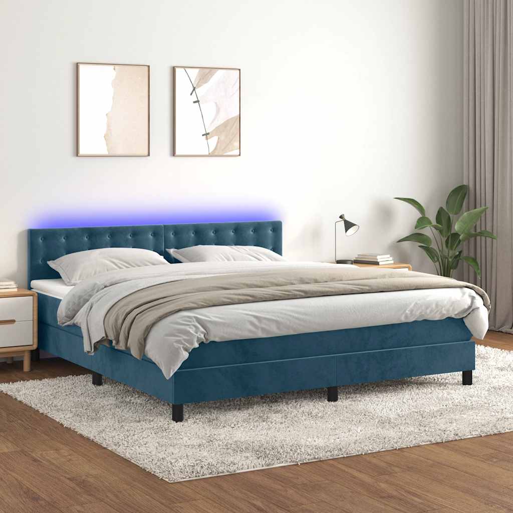 vidaXL Boxspring met matras en LED fluweel zwart 120x200 cm
