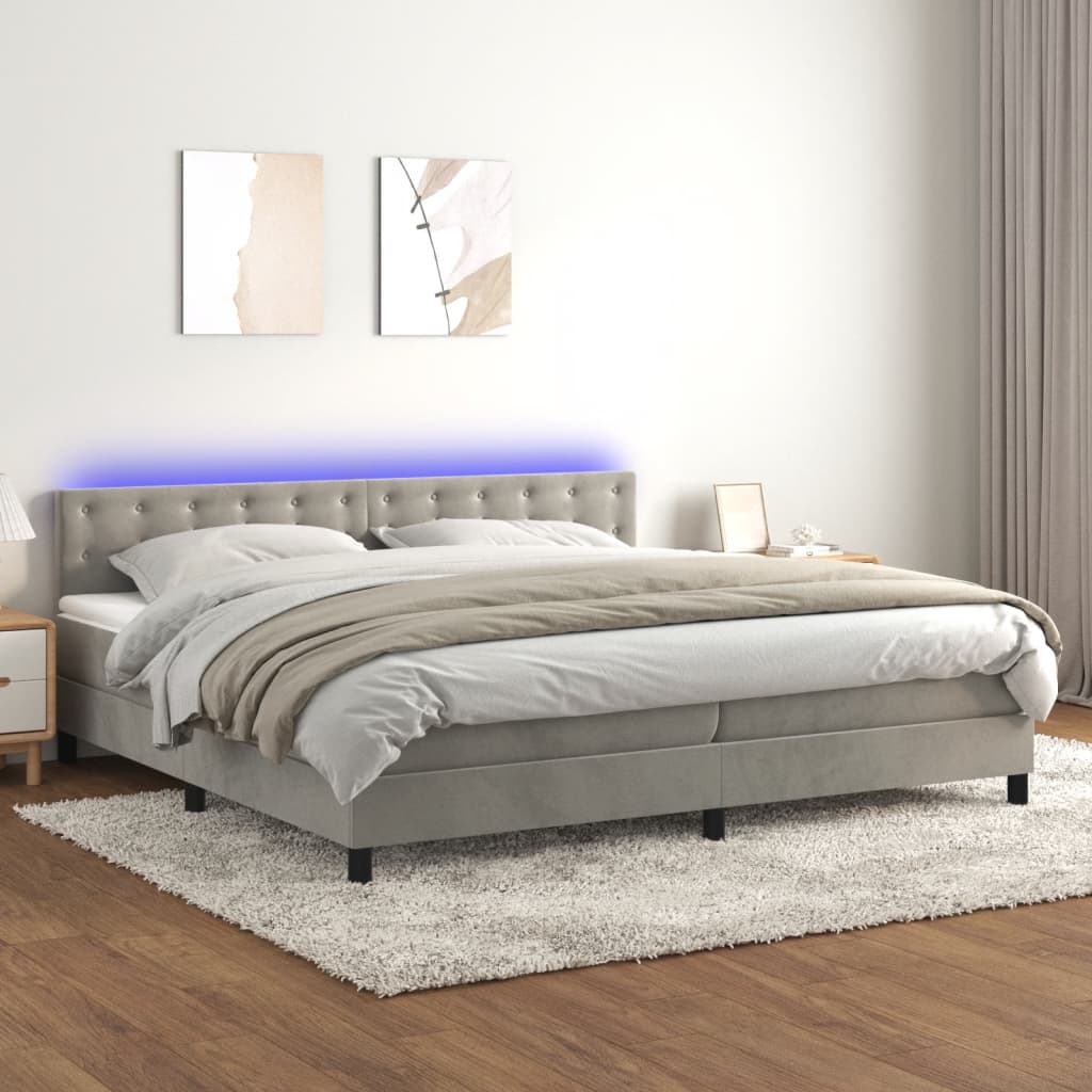 vidaXL Boxspring met matras en LED fluweel zwart 120x200 cm