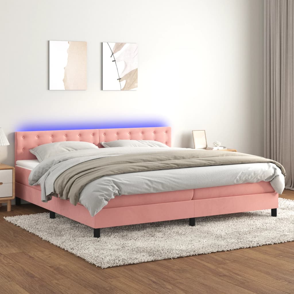 vidaXL Boxspring met matras en LED fluweel zwart 120x200 cm