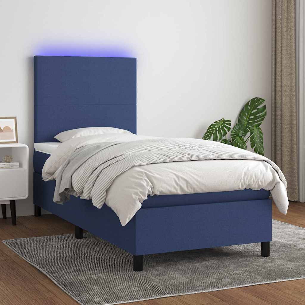 vidaXL Boxspring met matras en LED stof donkergrijs 100x200 cm