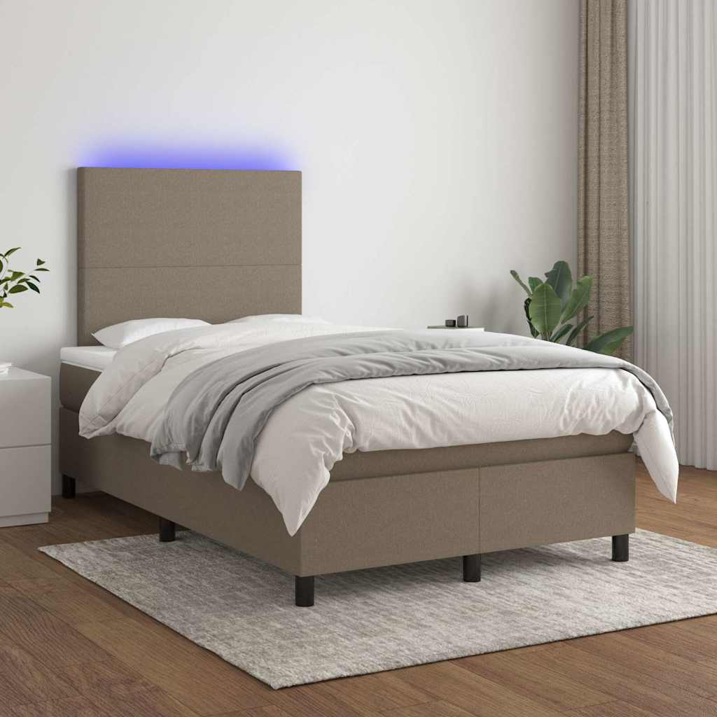 vidaXL Boxspring met matras en LED stof donkergrijs 100x200 cm