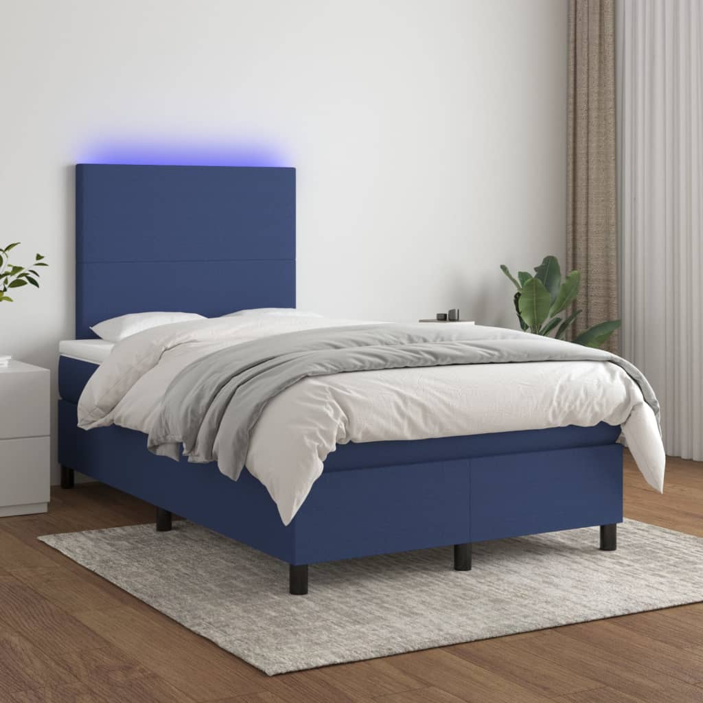 vidaXL Boxspring met matras en LED stof donkergrijs 100x200 cm