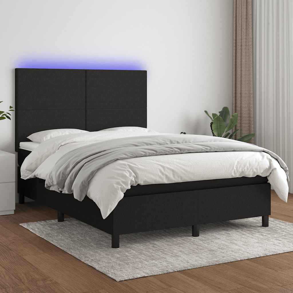 vidaXL Boxspring met matras en LED stof donkergrijs 100x200 cm