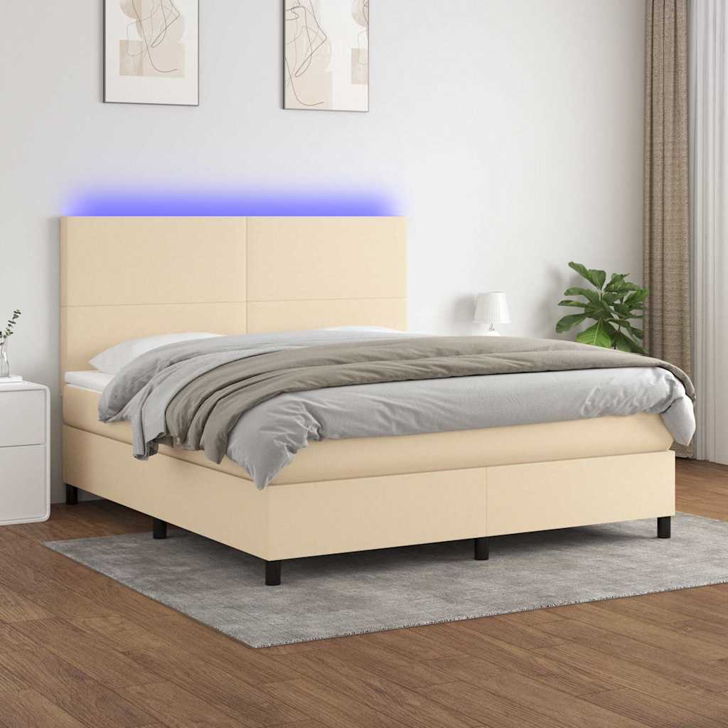vidaXL Boxspring met matras en LED stof donkergrijs 100x200 cm