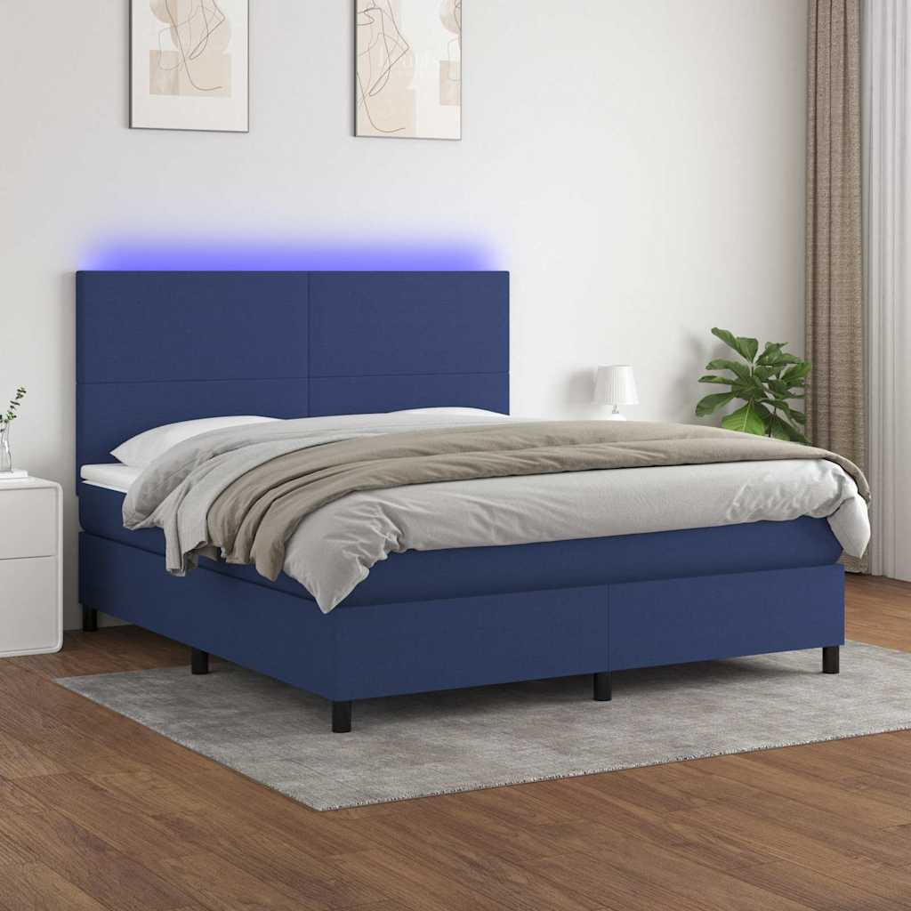 vidaXL Boxspring met matras en LED stof donkergrijs 100x200 cm