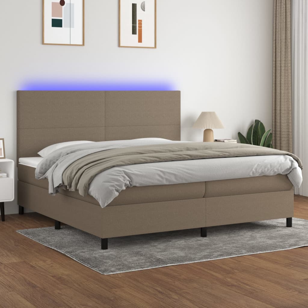 vidaXL Boxspring met matras en LED stof donkergrijs 100x200 cm