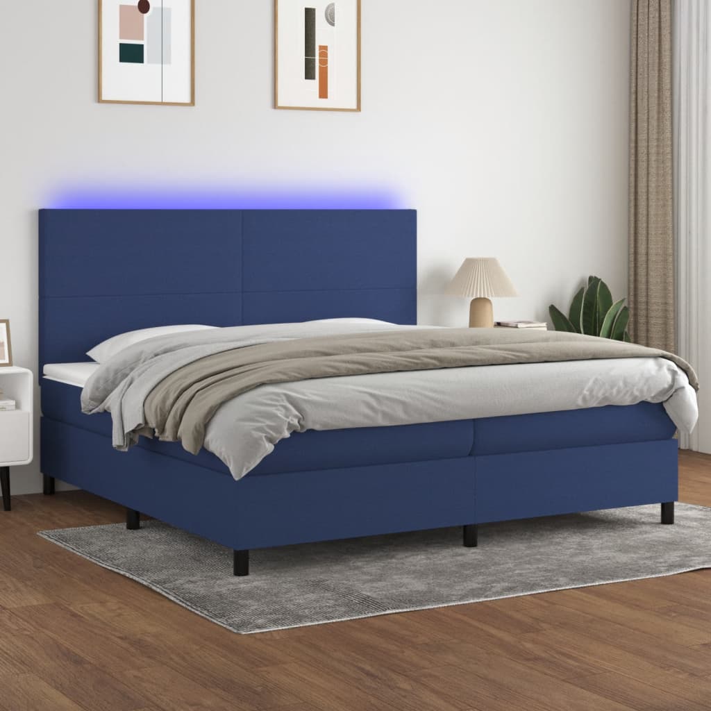 vidaXL Boxspring met matras en LED stof donkergrijs 100x200 cm