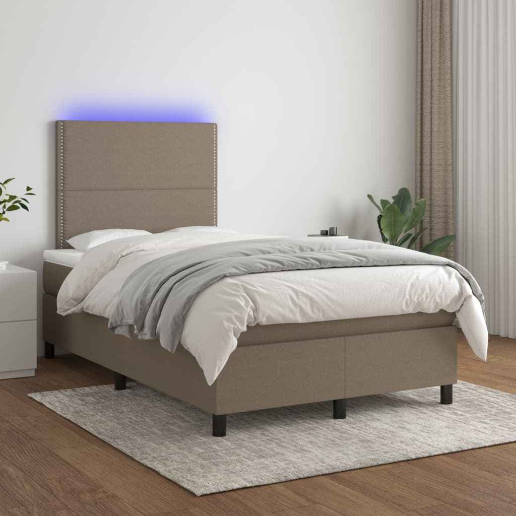 vidaXL Boxspring met matras en LED stof donkergrijs 100x200 cm