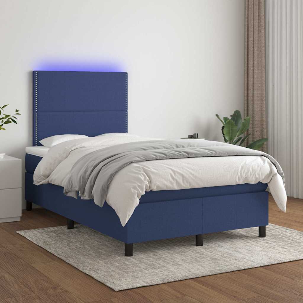 vidaXL Boxspring met matras en LED stof donkergrijs 100x200 cm