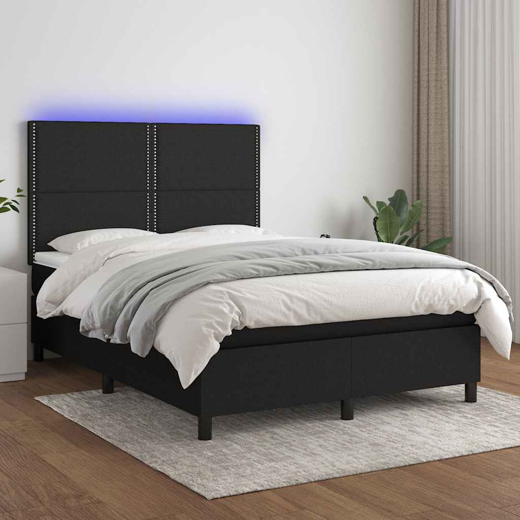 vidaXL Boxspring met matras en LED stof donkergrijs 100x200 cm