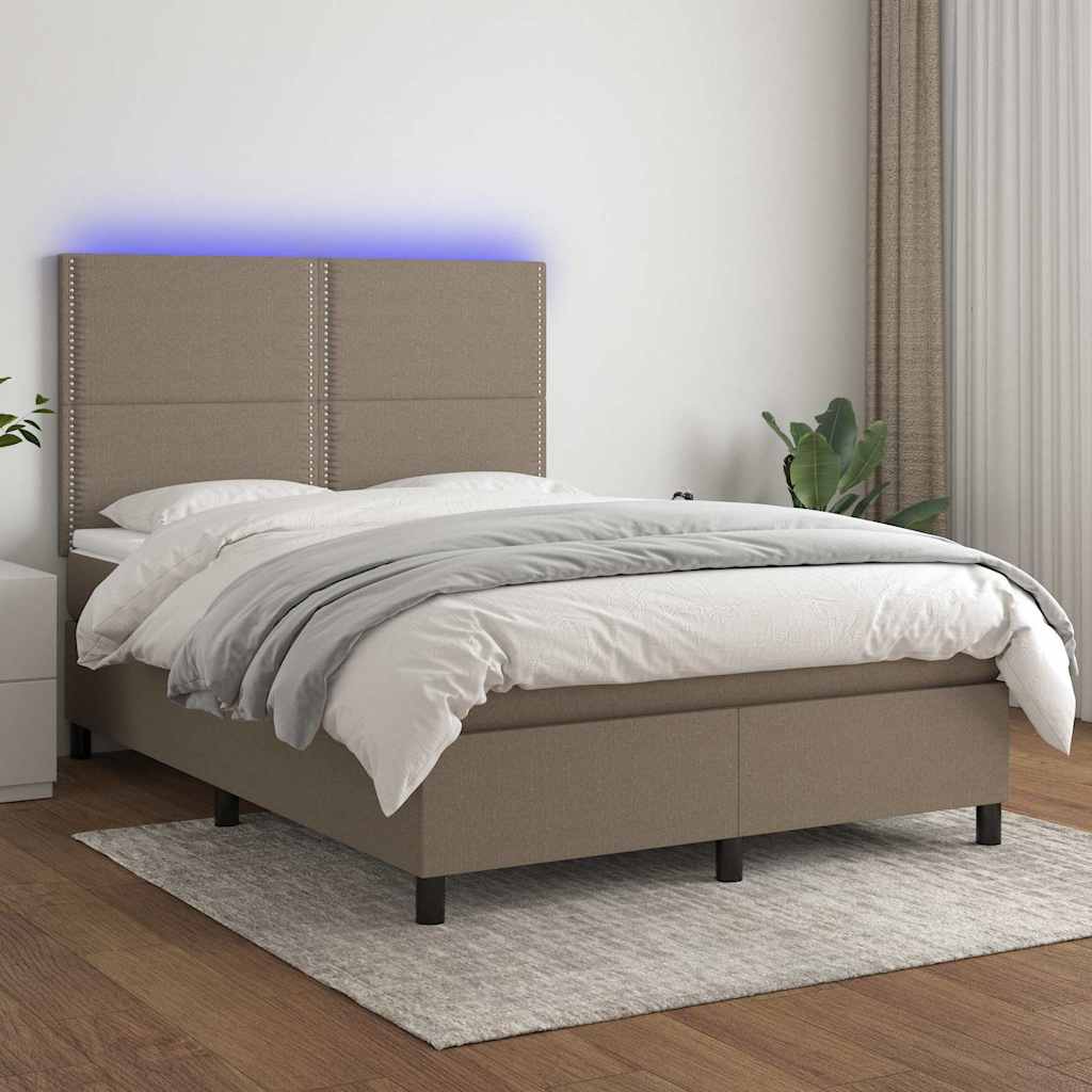 vidaXL Boxspring met matras en LED stof donkergrijs 100x200 cm