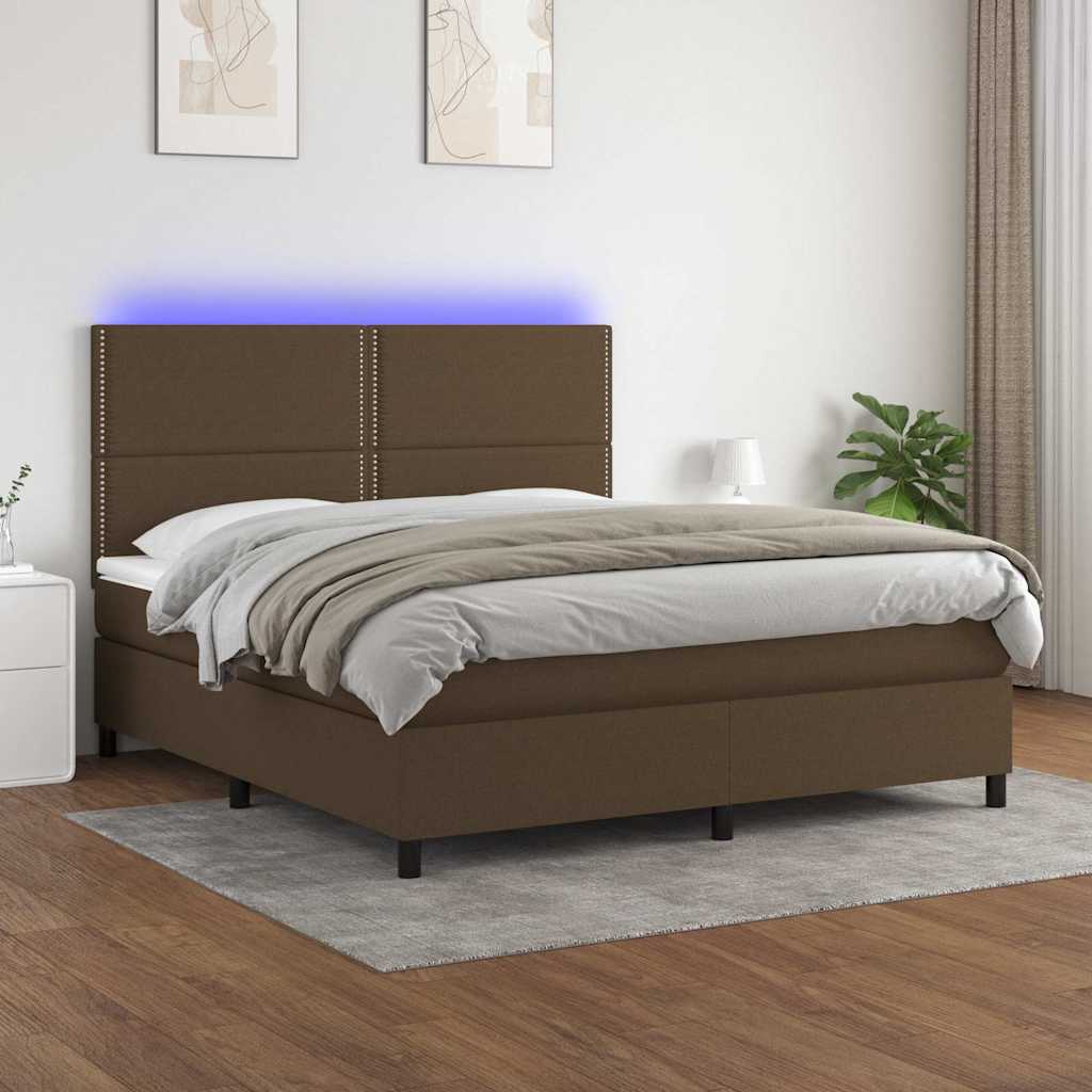 vidaXL Boxspring met matras en LED stof donkergrijs 100x200 cm