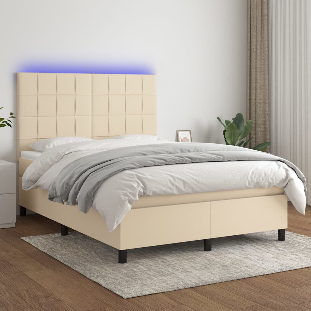 vidaXL Boxspring met matras en LED stof donkergrijs 100x200 cm