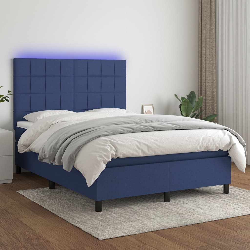 vidaXL Boxspring met matras en LED stof donkergrijs 100x200 cm