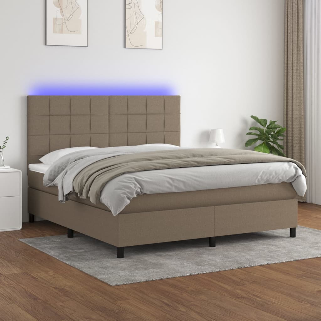 vidaXL Boxspring met matras en LED stof donkergrijs 100x200 cm