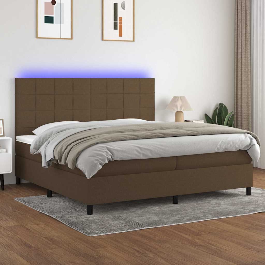vidaXL Boxspring met matras en LED stof donkergrijs 100x200 cm