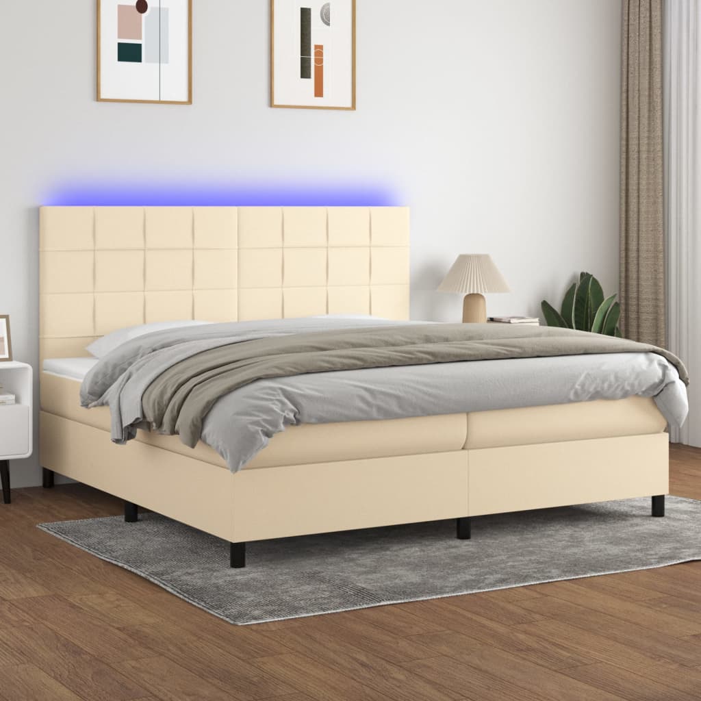 vidaXL Boxspring met matras en LED stof donkergrijs 100x200 cm
